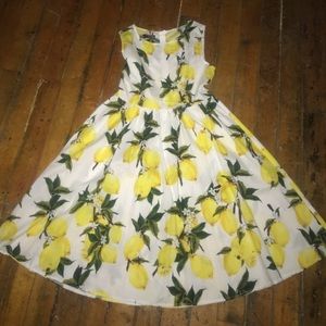 NWOT Quirky Lemon 50s Style Flare Skirt Dress